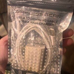 Wireless Gear USB-A to Lightning Cable and USB-A Wall Charger - White- 6ft